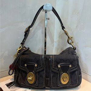 Coach Black Shoulder Bag with Gold-Tone Hardware
